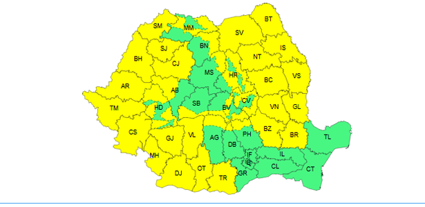 Meteorologii anunţă răcirea accentuată a vremii, brumă, îngheţ, viscol şi zăpadă, până joi dimineaţă / Temperaturile minime vor coborî până la -13 grade / Au fost emise mai multe avertizări cod galben - HARTA