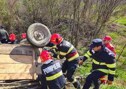 Un bărbat din Ialomiţa a murit după ce căruţa cu lemne pe care o conducea s-a răsturnat, iar căruţaşul a fost prins sub încărcătură