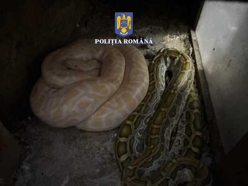 Percheziţie la locuinţa unui bărbat din Olt suspectat că deţinea ilegal şerpi, pe care-i hrănea cu animale vii / Şerpi, câini cu urechile cupate, pisici şi iepuri şi agame, găsite la bărbat - FOTO