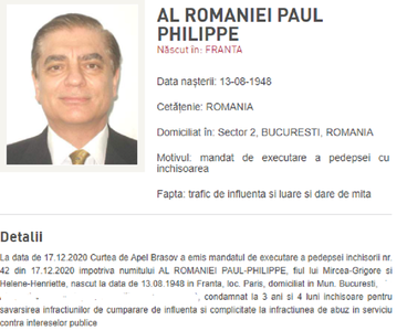 UPDATE - Fugarul Prinţul Paul Phillipe al României, plasat în arest la domiciliu la Paris, în baza mandatului emis de autorităţile române - surse