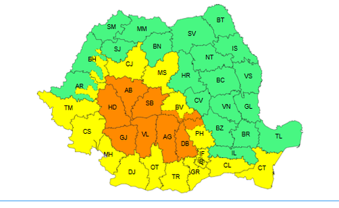 Vremea se strică şi mai mult - A fost emis cod galben şi cod portocaliu de furtuni / Vremea se răceşte semnificativ, de sâmbătă seară / În unele zone, minimele scad din nou sub zero grade - HARTA