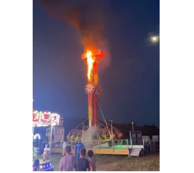 Dolj: Anchetă a poliţiştilor după ce un echipament de agrement a luat foc la un bâlci / Nu au fost persoane rănite - FOTO