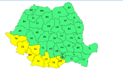 UPDATE - Meteorologii anunţă temperaturi deosebit de ridicate şi disconfort termic ridicat / Cod galben în mai multe judeţe din ţară, unde temperaturile vor ajunge la 36 de grade / Instabilitate atmosferica