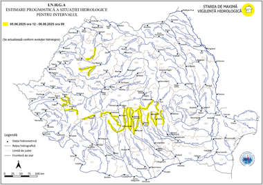 Hidrologii prelungesc avertizarea cod galben, până vineri / Risc de viituri în 15 judeţe