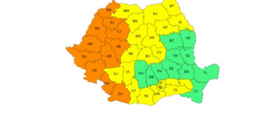 Cod portocaliu de caniculă, sâmbătă şi duminică, între orele 12.00 – 21.00, în Banat, Crişana, în sud-vestul Olteniei şi în vestul Transilvaniei / Se aşteaptă temperaturi de 37 de grade Celsius