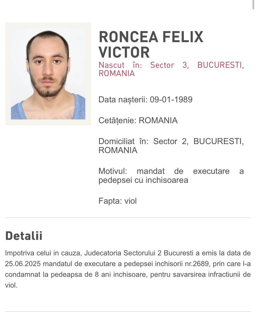 Bărbat condamnat la 8 ani de închisoare pentru viol şi care era dat în urmărire, prins pe acoperişul unei clădiri din Sectorul 2 / A avut o relaţie cu o fată, pe când aceasta era minoră, iar întruna dintre întâlniri a violat-o - VIDEO