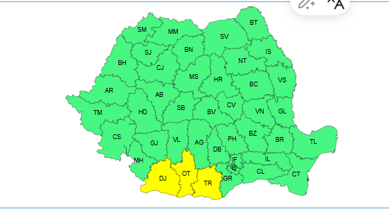 Cod galben de caniculă în judeţele Dolj, Olt şi Teleorman / Temperaturile vor ajunge la 35 de grade / Săptămâna viitoare va fi caniculă şi disconfort termic mai ales în sudul şi în vestul ţării
