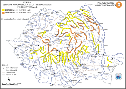 Avertisment al hidrologilor - Viituri şi creşteri de debite pe râuri din majoritatea regiunilor ţării / Judeţele Suceava şi Neamţ, afectate deja de inundaţii puternice, vizate de noi avertizări 