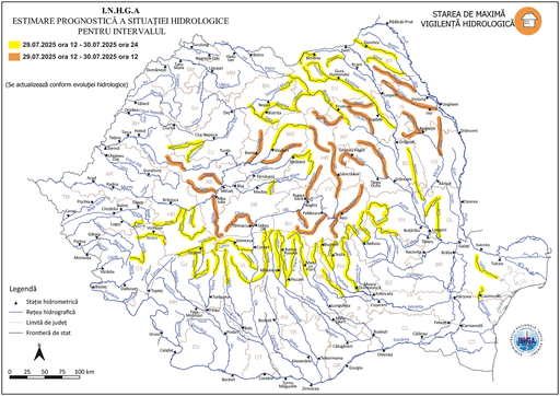 Avertisment al hidrologilor - Viituri şi creşteri de debite pe râuri din majoritatea regiunilor ţării / Judeţele Suceava şi Neamţ, afectate deja de inundaţii puternice, vizate de noi avertizări 