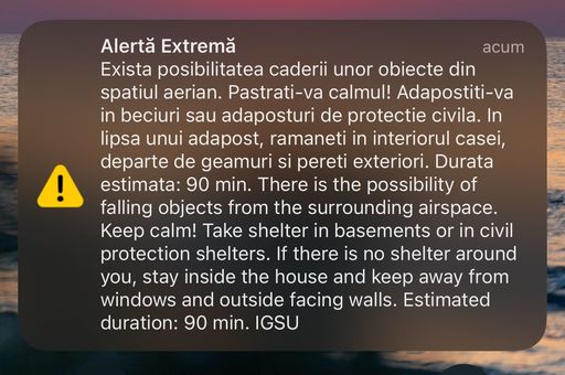 UPDATE - Atacuri ruseşti în Ucraina, la graniţa cu România - Mesaj RO-Alert transmis populaţiei din nordul judeţului Tulcea pentru a anunţa posibilitatea căderii unor obiecte din spaţiul aerian / Incendiu în Ucraina, 19 apeluri la 112 / Precizările MApN


