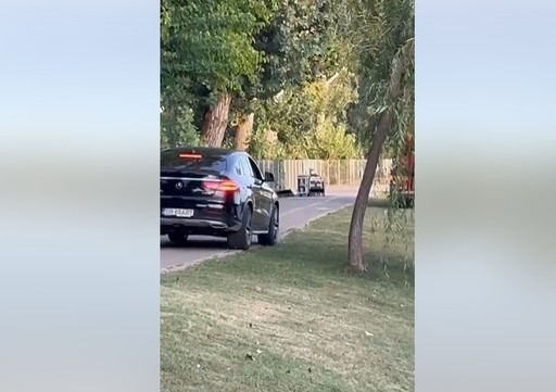 Dâmboviţa: Şofer filmat după ce a intrat cu bolidul pe aleile unui parc, pe malul unui lac din Târgovişte - FOTO, VIDEO
