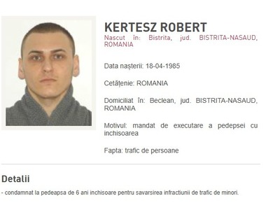Bărbat din Bistriţa-Năsăud, urmărit internaţional din categoria Most Wanted, adus în ţară de Poliţia Română/ El are o condamnare la şase ani de închisoare pentru trafic de minori şi proxenetism