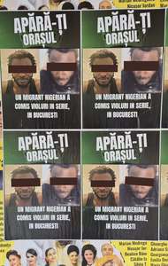 Afişe cu bărbatul suspectat că ar fi strâns de gât şi ar fi violat o prostituată, amplasate în Bucureşti, cu mesajul ”Apără-ţi oraşul!” / Poliţia face anchetă pentru a depista cine a amplasat afişele, fiind luate măsuri pentru înlăturarea lor – FOTO