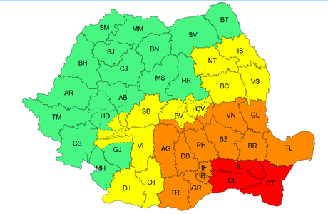 Meteorologii au actualizat prognoza – Vreme rece, ploi şi vânt în cea mai mare parte a ţării / Cod portocaliu de ploi în Muntenia, Dobrogea, sudul Moldovei şi sud-estul Transilvaniei / În judeţele Constanţa, Călăraşi şi Ialomiţa va fi cod roşu

