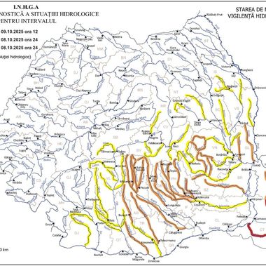 Cod roşu de inundaţii pe râuri din judeţul Constanţa / Cod portocaliu pe râuri din mai multe zone ale ţării / Apele Române: Tâurile mari nu vor pune probleme semnificative, fiind protejate de lucrările hidrotehnice 

