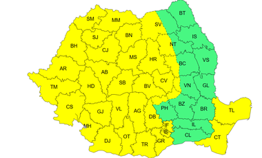 Codul galben de vânt a fost prelungit, până sâmbătă dimineaţă / Care sunt zonele vizate