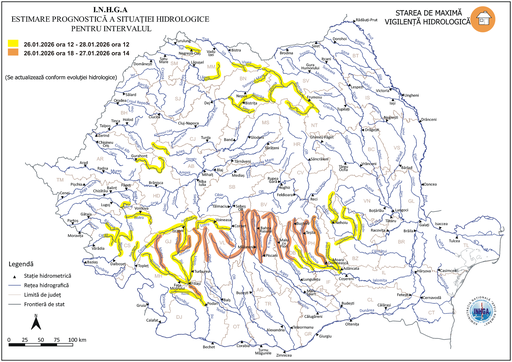 Hidrologii anunţă pericol de inundaţii în mai multe judeţe / Pentru râuri din Gorj, Mehedinţi, Dolj, Vâlcea, Argeş, Dâmboviţa şi Prahova a fost emis cod portocaliu