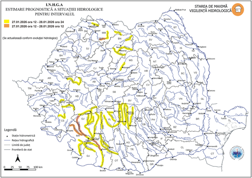 Hidrologii au actualizat prognoza - Risc de viituri rapide şi inundaţii locale pe mai multe râuri din ţară, până miercuri / Zonele vizate