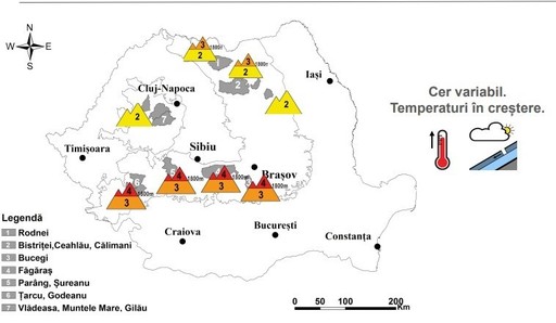 Risc crescut de avalanşă în munţii Bucegi, Făgăraş, Parâng şi Ţarcu-Godeanu. Avertizarea, valabilă până în seara zilei de 2 matie
