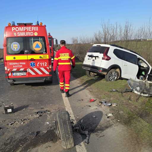 Giurgiu: Un mort şi un rănit, după un accident cu două maşini pe DN 6 - FOTO