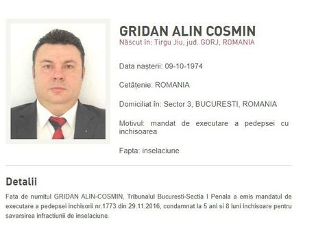 Fost comisar de poliţie, urmărit internaţional pentru că se sustrăgea executării pedepsei cu închisoarea, adus în ţară din Marea Britanie / A fost dat în urmărire în urmă cu aproape zece ani / Şi-a înşelat fostul socru cu 1,2 milioane de euro