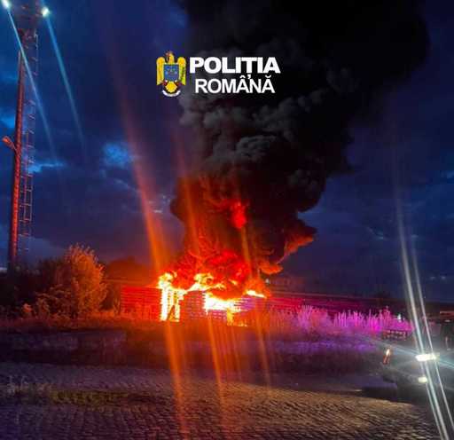 Bărbat reţinut sub suspiciunea de distrugere, după incendiul care a cuprins mai multe traverse în Târgu Mureş