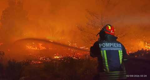 Pompierii români dislocaţi în Grecia au intervenit la un incendiu de vegetaţie şi fond forestier din regiunea Attica