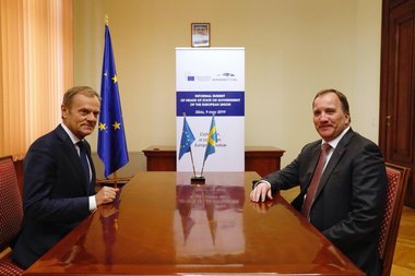 Donald Tusk la consultări cu premierul suedez, înaintea Summitului de la Sibiu