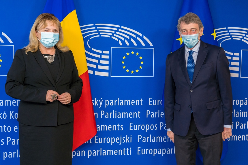Anca Dragu, întrevedere la Bruxelles cu preşedintele Parlamentului European David Sassoli / Discuţii despre statul de drept în UE şi mecanismul UE de reciprocitate în materie de vize