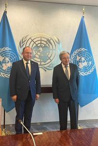 Aurescu, întrevedere cu secretarul general al ONU, António Guterres/ Ministrul român ministrul român a evidenţiat necesitatea ca Adunarea Generală a ONU şi CS ONU să transmită un mesaj clar în sprijinul păcii în Ucraina şi să condamne agresiunea Rusiei