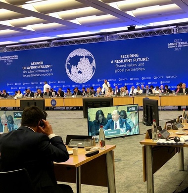 Aurescu, la reuniunea ministerială a Consiliului OCDE de la Paris/ Combaterea repercusiunilor războiului din Ucraina, a consecinţelor pandemiei COVID-19 în plan economic, dar şi problemele care au încetinit creşterea economică, printre temele discutate