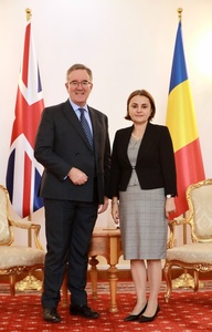 Ministrul de Externe, Luminiţa Odobescu, l-a primit pe ambasadorul Marii Britanii la Bucureşti, Andrew Noble, în vizită de rămas bun