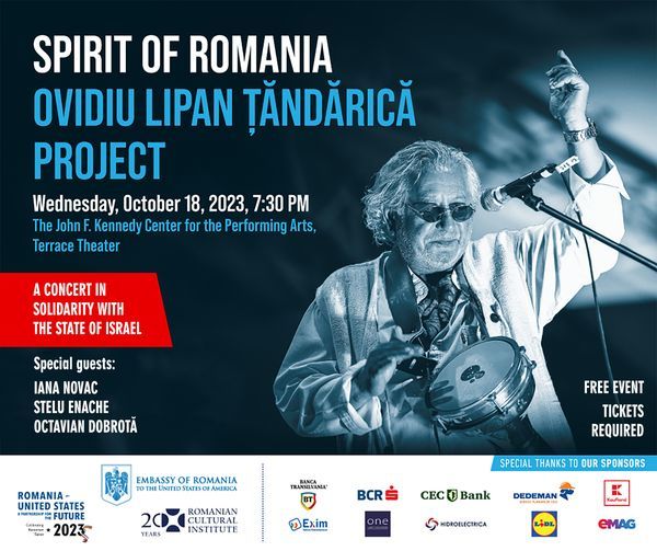 Concert extraordinar Ovidiu Lipan Ţăndărică – “Spirit of Romania”, la Washington, pe emblematica scenă Kennedy Center. Ambasada României în SUA dedică spectacolul solidarităţii cu Israelul