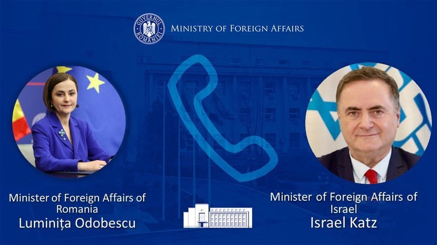 Ministrul de Externe Luminiţa Odobescu a reiterat solidaritatea României cu Israelul şi condamnarea fermă a atacului Iranului, în cadrul unei convorbiri telefonice cu omologul ei israelian