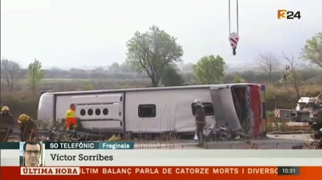 Cel puţin 14 morţi şi 43 de răniţi după ce un autobuz cu studenţi Erasmus s-a răsturnat în Spania - UPDATE. VIDEO