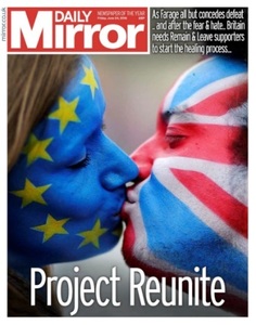 Daily Mirror: Prima pagină a cotidianului britanic sărbătoreşte o posibilă victorie în referendum a taberei pro-UE