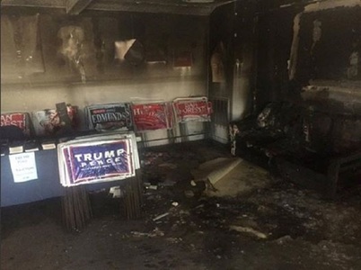 Un sediu al Partidului Republican din Carolina de Nord a fost atacat cu o sticlă incendiară; Trump acuză "animale" din tabăra democrată