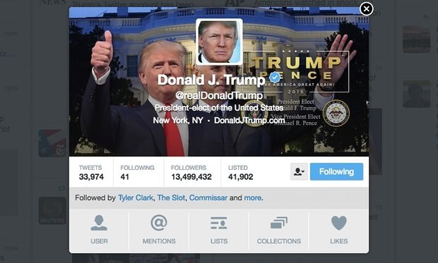 Donald Trump şi-a actualizat Twitter-ul pentru a anunţa victoria în cursa pentru Casa Albă
