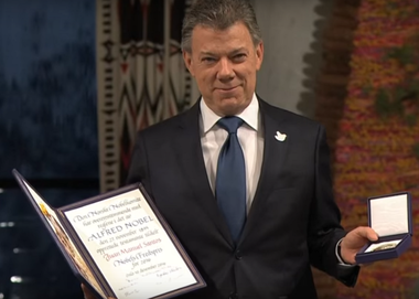 Santos spune, la ceremonia Nobel, că acordul de pace încheiat cu FARC este o speranţă pentru Siria