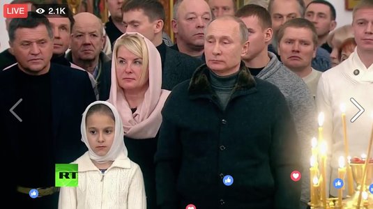 Putin a asistat la slujba de Crăciun la Mănăstirea Sfântul Gheorghe, din oraşul Veliki Novgorod