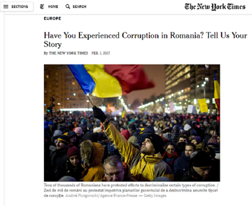 New York Times face un studiu în legătură cu flagelul corupţiei în România şi cum influenţează acesta viaţa oamenilor