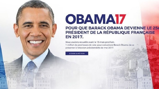 Francezii îi cer lui Obama să le fie preşedinte prin afişe cu mesajul "Oui on peut!" şi o petiţie online