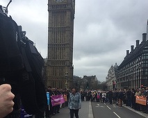 Sute de oameni, inclusiv poliţişti, au marcat o săptămână de la atacul terorist de la Londra pe Podul Westminster. VIDEO