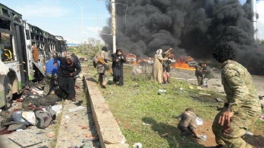 Bilanţul atentatului sinucigaş cu camionetă-capcană asupra unui convoi de evacuaţi sirieni a ajuns la 112 morţi