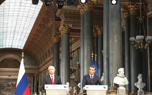 Macron cataloghează două televiziuni publice ruse drept ”organe de propagandă”, în conferinţa de presă comună cu Putin