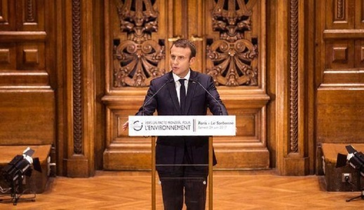 Macron se angajează la Sorbona să prezinte la ONU, în septembrie, un ”pact mondial pentru mediu” 