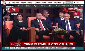 Erdogan asistă la o sesiune specială a Parlamentului care marchează un an de la puciul eşuat