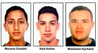 Moussa Oukabir, Said Aallaa şi Mohamed Hychami, trei presupuşi autori ai atentatelor din Spania ucişi la Cambrils, identificaţi de poliţie