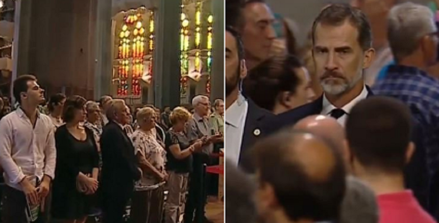 Regele Spaniei ia parte la slujba organizată în catedrala Sagrada Familia, în memoria victimelor atentatului de la Barcelona. VIDEO