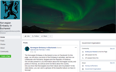 Ambasada Norvegiei la Bucureşti şi-a făcut cont de Facebook, motiv de ironii pentru Ambasada Suediei